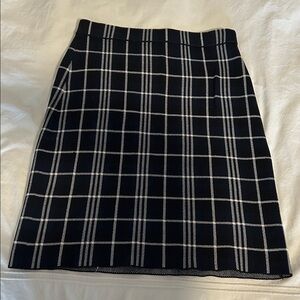 Theory Black, Navy & White Plaid Skirt